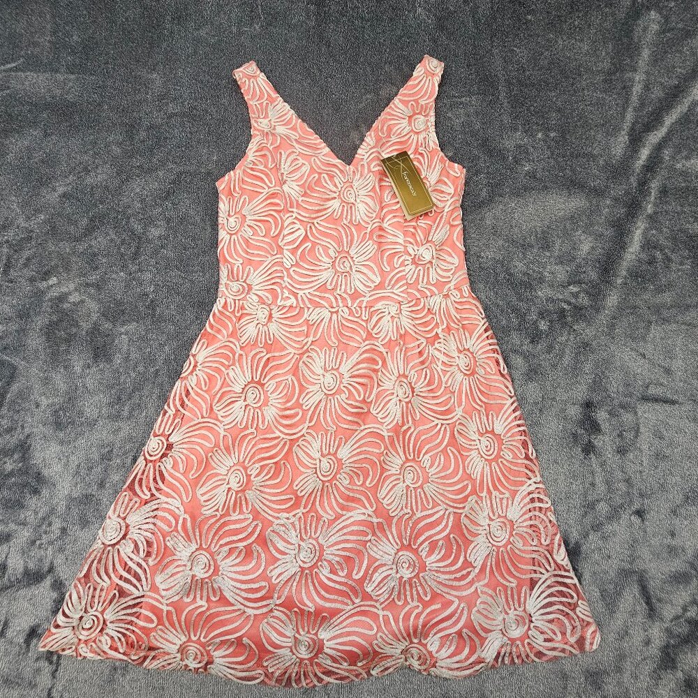 Buttons for Francescas Tank mini dress womens Medium ebrodered tulle coral